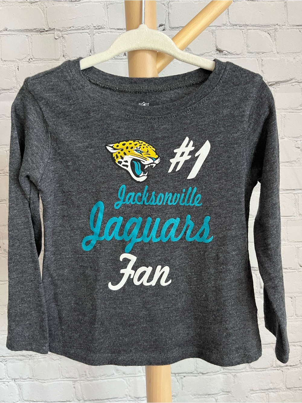 NFL Team Jacksonville Jaguars Fan Kids Long Sleeve Shirt - Gray 2T